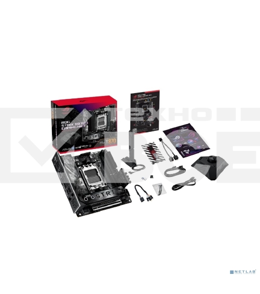 Материнская плата ASUS ROG STRIX X870-I GAMING WIFI, AM5, AMD X870, 2xDDR5, 2xSATA, 2xM.2, 1xPCI-E 5.0 x16, 1xHDMI, 2xUSB-C USB4, 1xUSB-C 10Gbps, 4xUSB-A 10Gbps, 1x 2.5Gb LAN, 2x3.5 мм, Mini-ITX