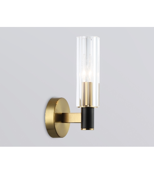 Настенный светильник Ambrella light LH55517 BK/BS/CL черный/латунь/прозрачный E14 max 40W 120*100*250
