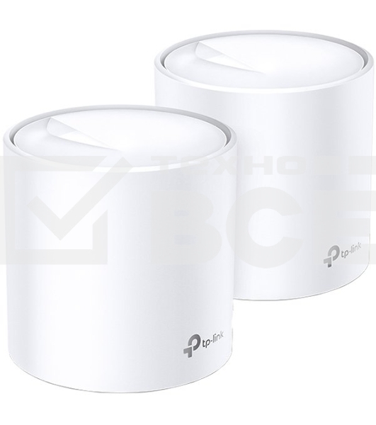 Система TP-Link Mesh AX3000 Whole Home Wi-Fi System, Wi-Fi 6, 2402Mbps (4 streams) at 5GHz and 574Mbps (2 streams) at 2.4GHz, 2 Gigabit ports of each unit, support OFDMA, MU-MIMO, 802.11k/v/r seamless roaming, support WPA3, HomecareTM system, easy setup a