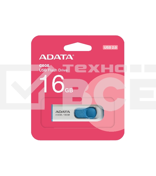 Флеш диск AData 16Gb C008 AC008-16G-RWE USB2.0 белый