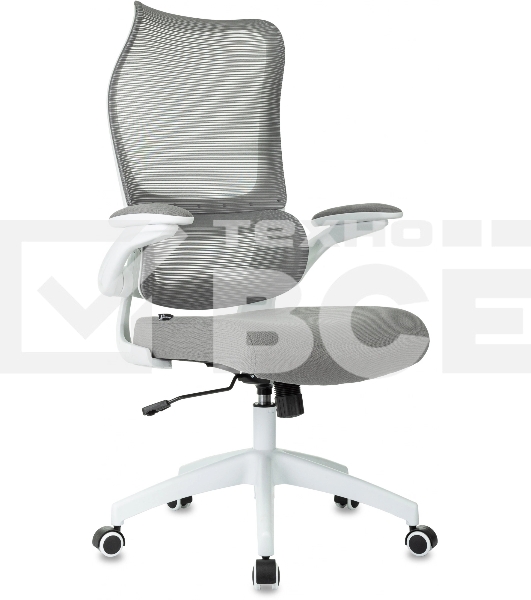 Кресло руководителя Бюрократ Sigma WH 1 серый, сетка/ткань, крестов. пластик, пластик белый