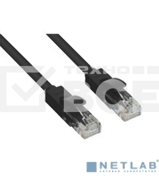 Патч-корд Greenconnect Патч-корд UTP прямой 10m AWG24 кат.5е,  RJ45,  медь, литой (Черный), пластик пакет (GCR-LNC06-10.0m)