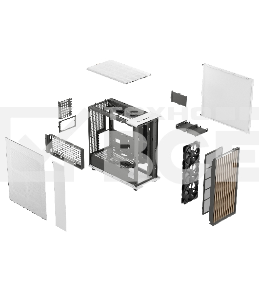 Компьютерный корпус без блока питания Fractal Design North XL, Full-Tower, 3x140мм, 2xUSB-A 3.2 + 1xUSB 3.2 Type-C E-ATX, ATX, mATX, mITX Wood panel, Chalk белый