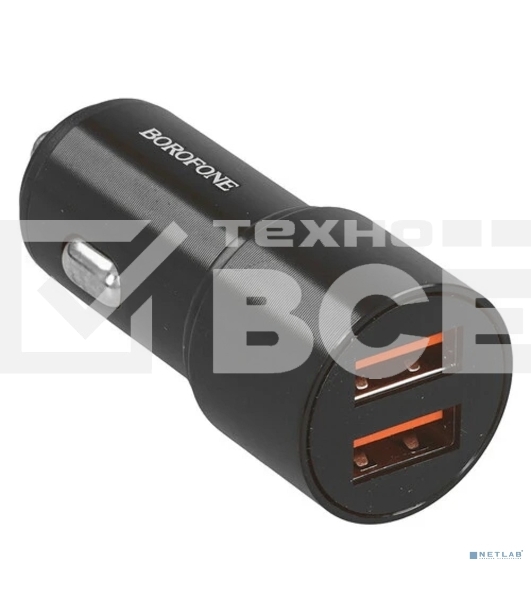 Автомобильное зарядное устройство BOROFONE BZ19B/Авто ЗУ/QC 3.0/2 USB/Выход: 36W/черный