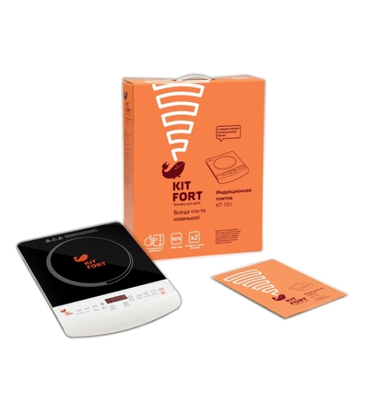 Плита настольная электрическая Kitfort КТ-101 белый/черный, стеклокерамика