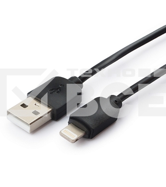 Кабель USB Гарнизон GCC-USB2-AP2-0.3M AM/Lightning, для iPhone5/6/7, IPod, IPad, 0.3м, черный, пакет