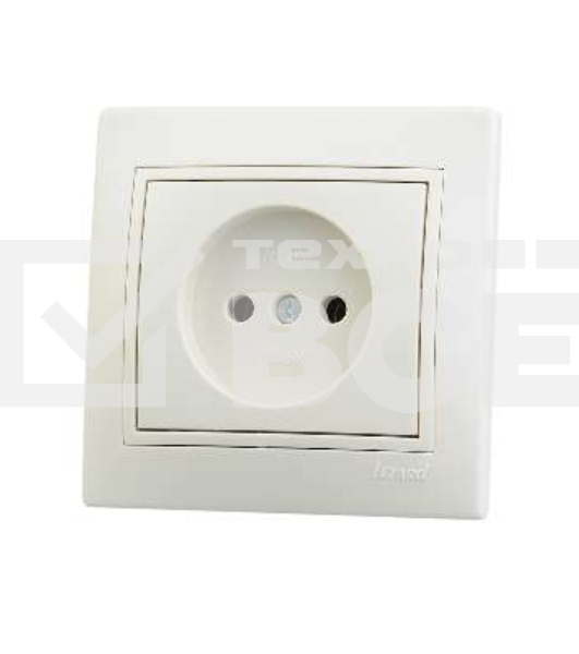 Розетка 1-м СП Мира 16А IP20 без заземл. керам. крем/крем. LEZARD 701-0303-121