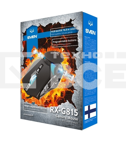 Мышь проводная SVEN RX-G815 черный, 8000 dpi, USB, кнопки - 7