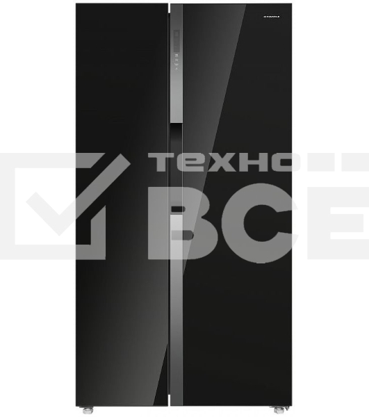 Холодильник Maunfeld MFF177NFB черный глянц. двухкамерный 263/170л морозилка сбоку, No Frost, Side by Side