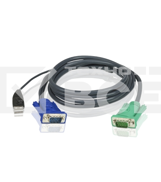 Кабель KVM ATEN 2L-5205U USB(тип А Male)+HDB15(Male) (-) SPHD15(Male) 5,0м., черный.