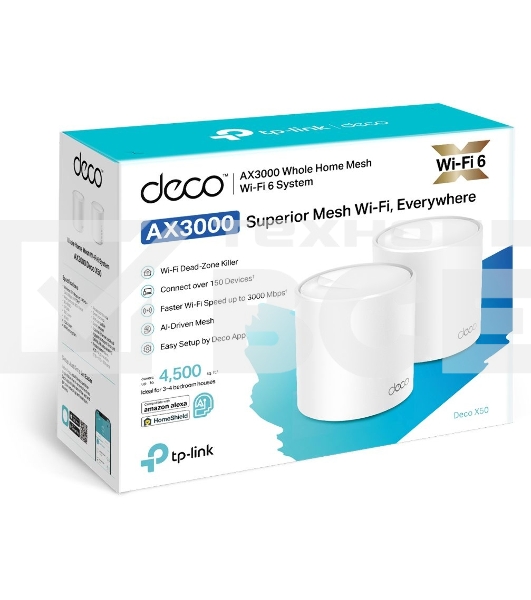 Бесшовный Mesh роутер TP-Link Deco X50(2-Pack) AX3000 10/100/1000BASE-TX