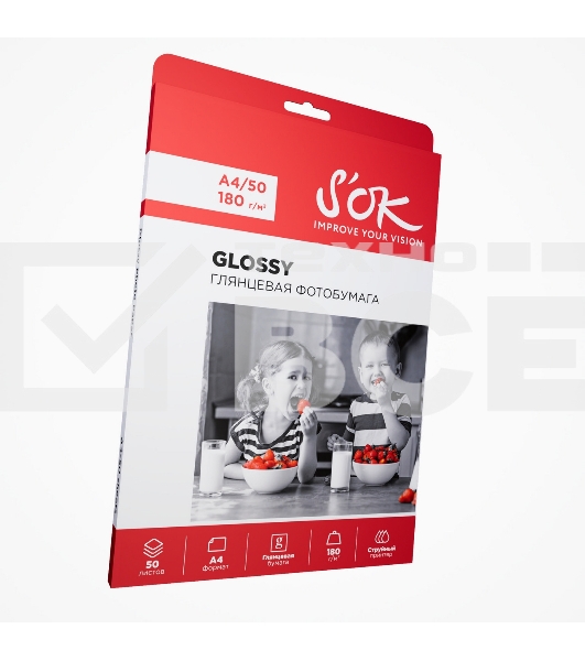 Фотобумага CC Glossy ; 180gsm; A4*50 Глянцевая; 180г/м2; формат А4; 50 листов