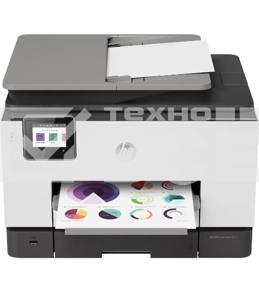 МФУ струйный HP Officejet Pro 9023 AiO (1MR70B), A4, цветной, до 24 стр/мин. (ч/б) до 20 стр/мин. (цвет), скан. до 15 стр/мин. (ч/б) 8 стр/мин. (цвет), 1200x1200dpi, USB, RJ-45, Wi-Fi, Air Print