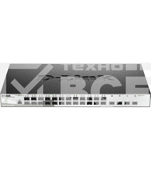 Управляемый L2 коммутатор DGS-1210-28XS/ME/B2A  с 24 портами 100/1000Base-X SFP и 4 портами 10GBase-X SFP+