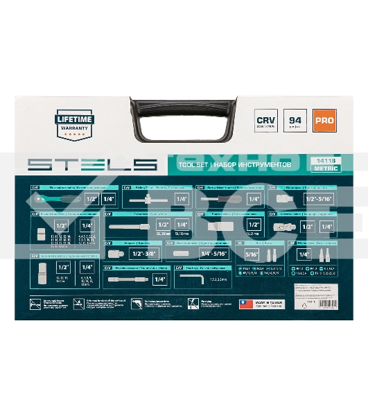 Набор инструментов Stels 94 предмета, 12 гранные головки 14118