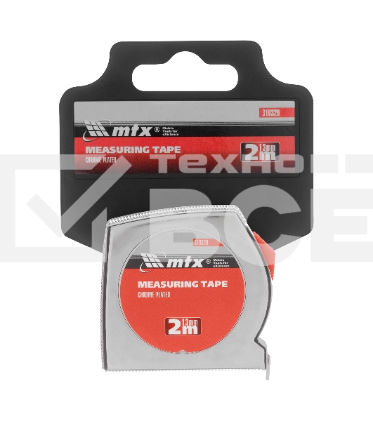 Рулетка Chrom, 2 м x 13 мм, хромированный корпус  MTX
