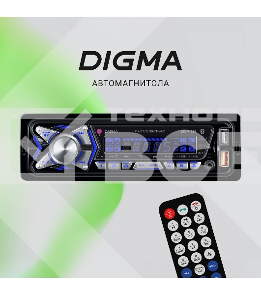 Автомагнитола Digma MCP-455 1DIN 4x50Вт v5.0 USB 2.0 AUX 4 ПДУ