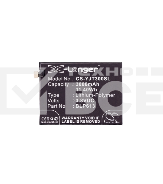 Аккумулятор CameronSino  CS-YJT300SL BLP613 для Oneplus 3  3.8V / 3000mAh / 11.40Wh