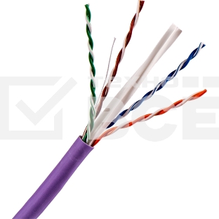 Кабель TWT UTP, 4 пары, Кат.6, нг(А)-LS, IEC 60332-3, 305 метров, фиолетовый