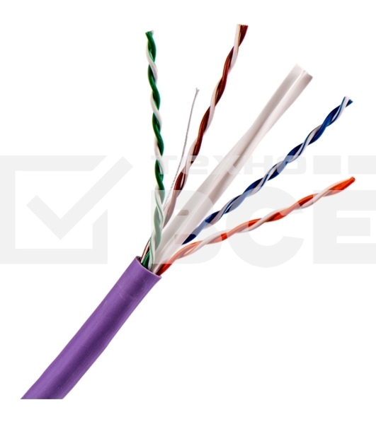 Кабель TWT UTP, 4 пары, Кат.6, нг(А)-LS, IEC 60332-3, 305 метров, фиолетовый