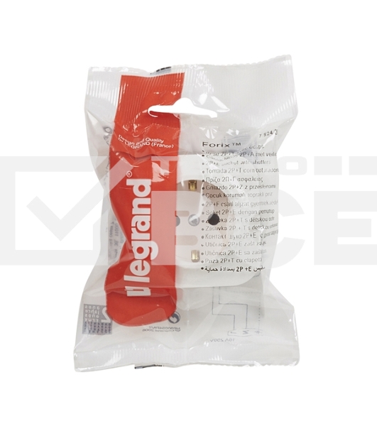 Розетка с заземлением с защитными шторками (Белая) Legrand 782220
