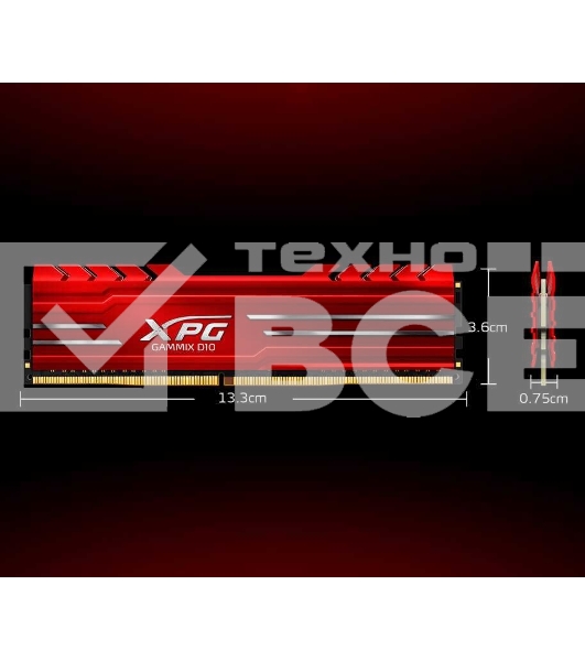 Оперативная память XPG Gammix D10, DDR4, 16GB (1x16GB), 3600MHz, CL18, с радиатором, черный