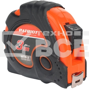 Рулетка PATRIOT MTP-3, ударопрочный корпус, обрезиненная, 3м