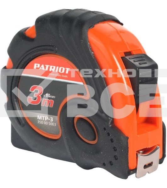 Рулетка PATRIOT MTP-3, ударопрочный корпус, обрезиненная, 3м