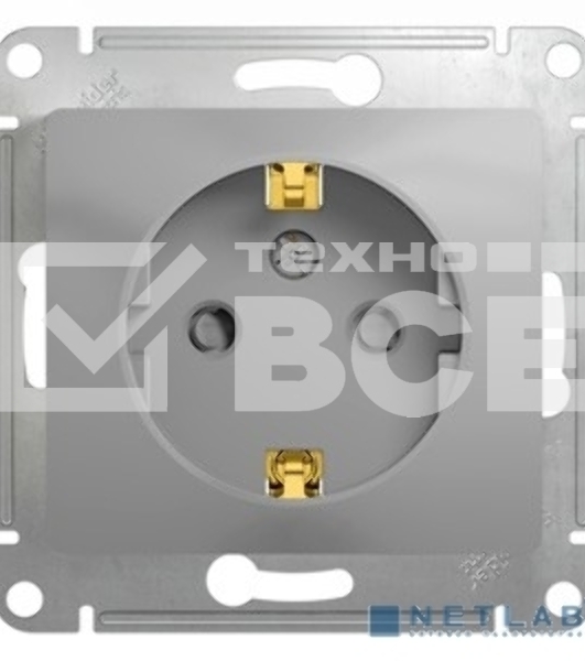 Механизм розетки 1-м СП Glossa 16А защ. шторки с заземл. алюм. SchE GSL000345