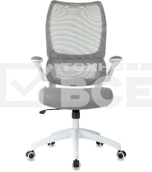 Кресло руководителя Бюрократ Sigma WH 1 серый, сетка/ткань, крестов. пластик, пластик белый