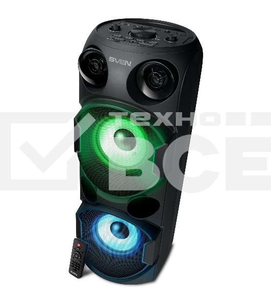 Колонка АС Sven PS-750, черный (80 Вт, TWS, Bluetooth, FM, USB, microSD, LED-дисплей, 2х4400мА*ч)