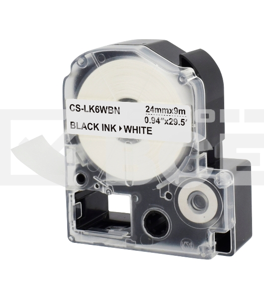 Картридж ленточный Cactus CS-LK6WBN черный, 24мм, 9м для Epson LW700/LW600P/LW1000P/Z700/Z900