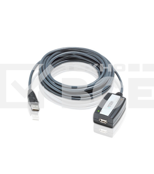 Кабель удлинитель активный(с усилителем) USB 2.0 AM/AF 5m, ATEN UE250-AT, 4 pin, опрессованный, серый