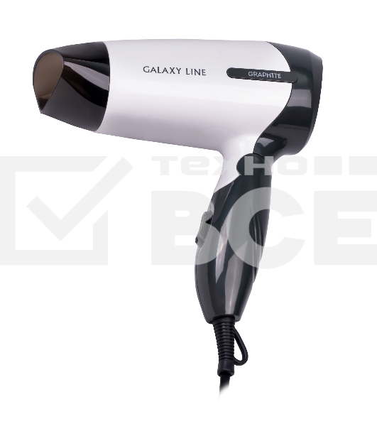 Фен для волос Galaxy Line GL 4344, белый, 1400Вт, 2 скорости потока воздуха, складная ручка, подвесная петля