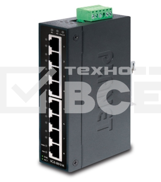 Коммутатор PLANET IP30 Slim type 8-Port Industrial Manageable Gigabit Ethernet Switch (-40 to 75 degree C)