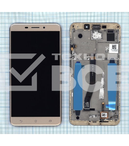 Дисплей для Asus ZenFone 3 Laser ZC551KL золотистый с рамкой