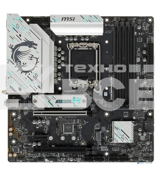 Материнская плата MSI B760M GAMING PLUS WIFI, LGA 1700, Intel B760, 4xDIMM DDR5, 4xSATA, 2xM.2, 1xPCI-E 4.0 x16, 1xPCI-E 3.0 x1, 2xHDMI, 2xDP, 1x 2.5Gb LAN, 2xUSB-A 3.2 Gen 2, 4xUSB 2.0, Micro-ATX