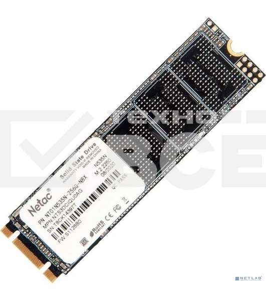 Накопитель SSD Netac N535N, 256GB, M.2 2280, SATA-III, R/W 560/520
