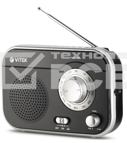Радиоприемник Vitek VT-3593 (BK) Выходная мощность 1 вт. Динамики 1.Тип батареек UM-2/C