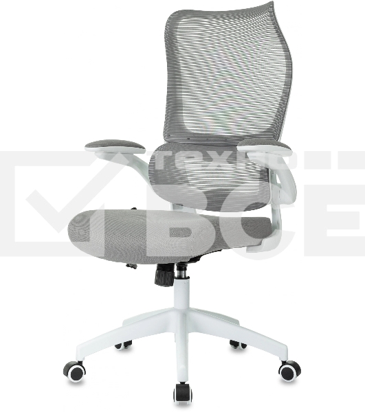 Кресло руководителя Бюрократ Sigma WH 1 серый, сетка/ткань, крестов. пластик, пластик белый
