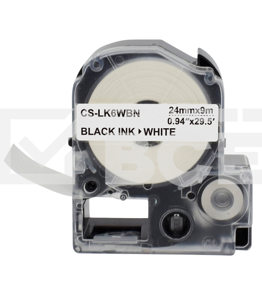 Картридж ленточный Cactus CS-LK6WBN черный, 24мм, 9м для Epson LW700/LW600P/LW1000P/Z700/Z900