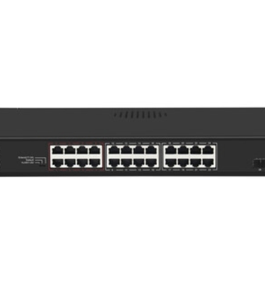 Коммутатор GIGALINK GL-SW-G005-24P, 24×1 Гбит/с PoE + 2×1 Гбит/с SFP, неуправляемый