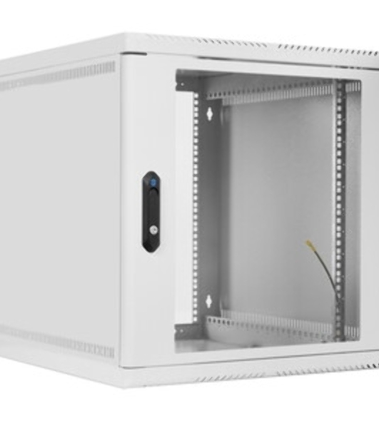 Шкаф настенный ЦМО ШРН-12.650 12U 600x650мм пер.дв.стекл несъемные бок.пан. 50кг серый