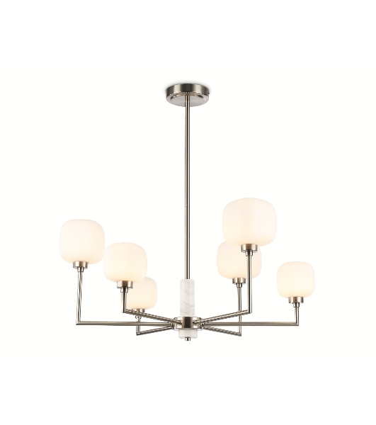 Люстра Ambrella light LH53001/6 SN/FR сатин никель/белый матовый G9*6 max 40W D690*680