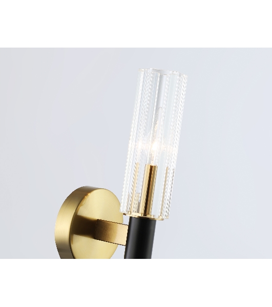Настенный светильник Ambrella light LH55517 BK/BS/CL черный/латунь/прозрачный E14 max 40W 120*100*250