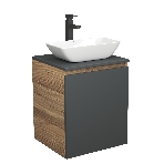 Тумба Bau Dream Blackwood 50 графит, раковина BAU Spectrum mini 47х24 смеситель для раковины высокий Hotel Black, черный, фото3