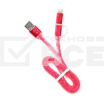 Кабель USB 2.0 Cablexpert CC-mAPUSB2pk1m, AM/microBM 5P - iPhone lightning, 1м, комбо кабель, алюминиевые разъемы, розовый, блистер, фото4