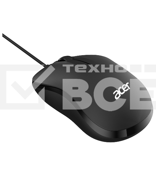Мышь проводная Acer OMW140 черный, 1200 dpi, USB, кнопки - 3