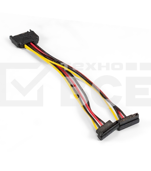 Кабель питания SATA ExeGate EX-CC-SATAM2F-0.15A (15pin M/2x15pinF, угловые разъемы, 0,15м)
