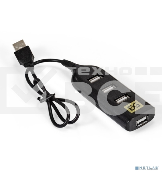 Хаб USB (концентратор) ExeGate EX293976RUS DUB-42 (кабель-адаптер USB2.0 --> 4xUSB2.0, Plug&Play, черный)